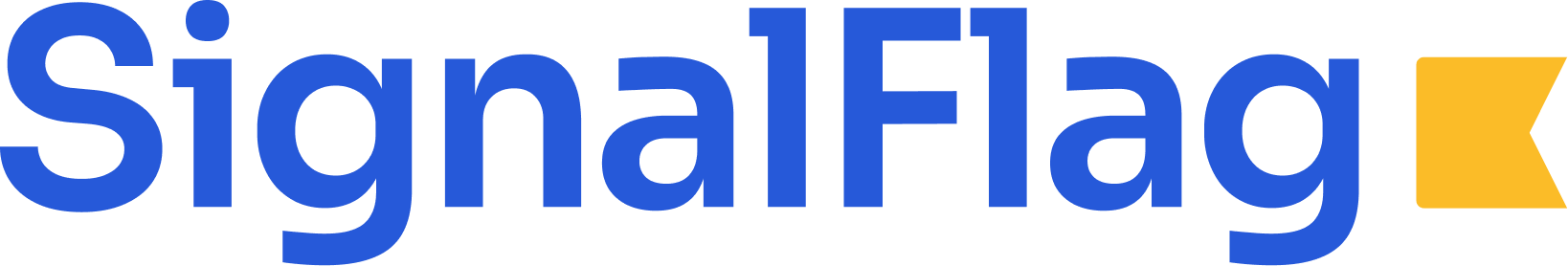 The SignalFlag logo: the SignalFlag wordmark beside a yellow flag.