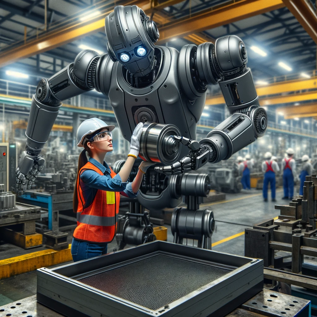 Human and robot co-workers.